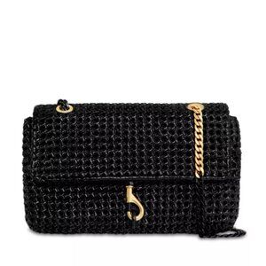 Rebecca Minkoff 'Edie' Black Woven Leather Crossbody Bag